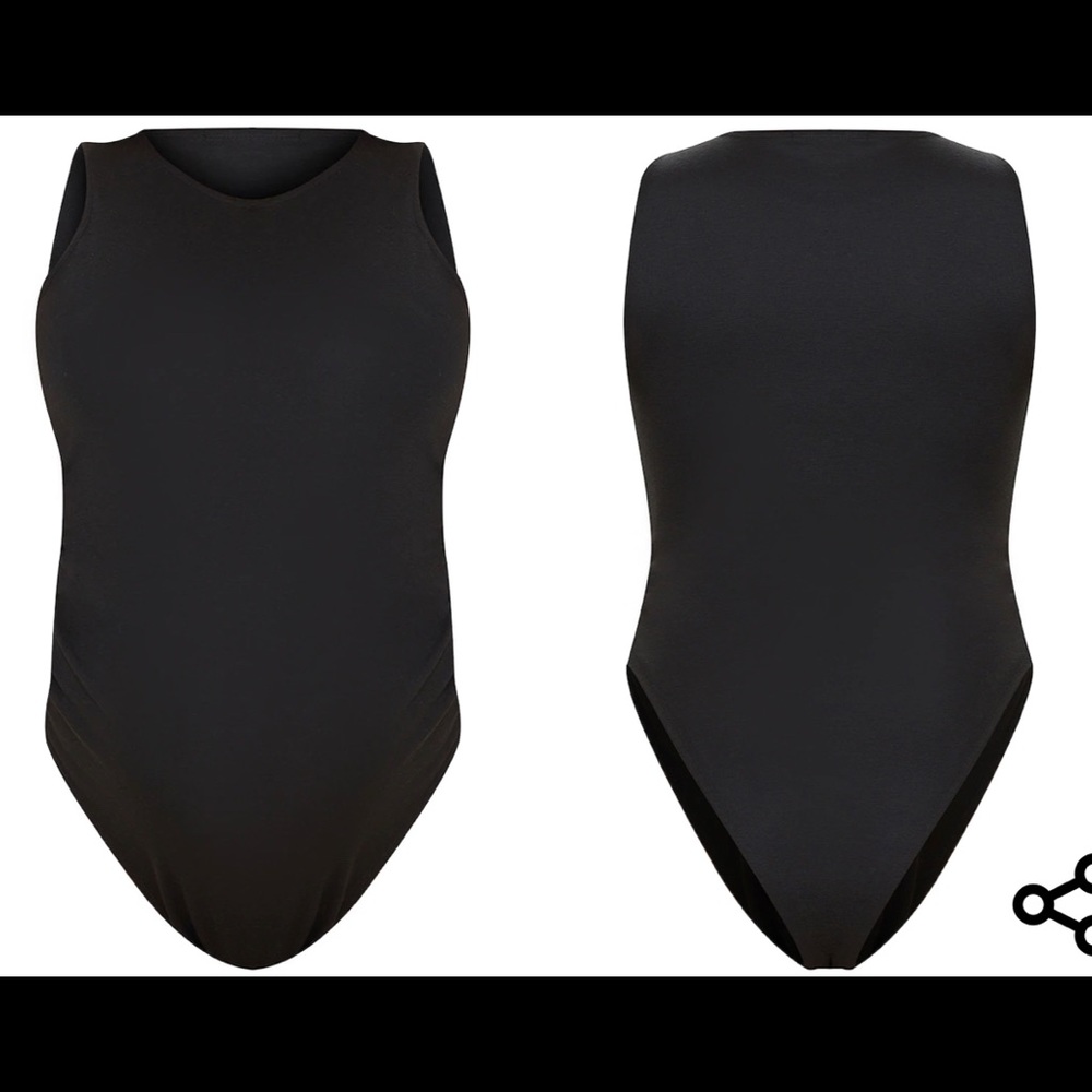 Maternity Black Ponte Racer Back Thong Bodysuit
